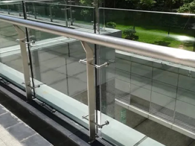 Brushed Steel with Glass Panels